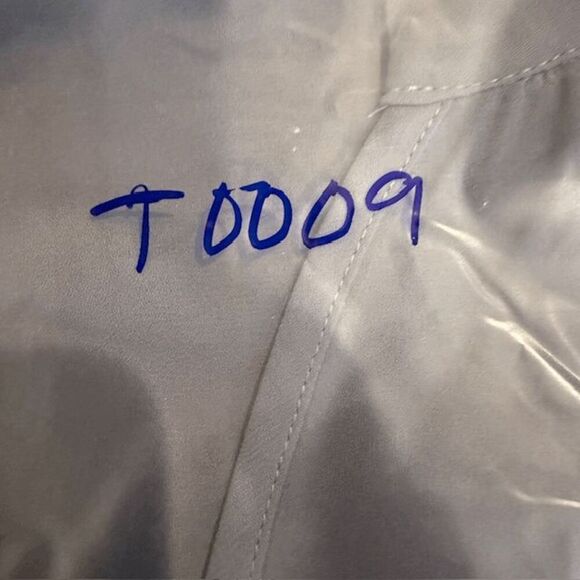 Philosophy Sheer Gauzy Slate Blue Cap Sleeve Blouse Pintuck V-Neck Size Small - Picture 9 of 9